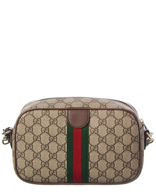 Gucci Brown Ophidia Small Gg Supreme Canvas & Leather Camera Bag