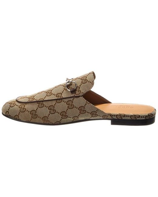 Gucci White Princetown Gg Canvas Mule