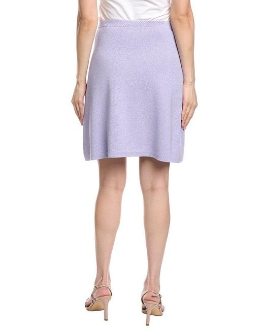 St. John Purple Faux Wrap A-Line Skirt