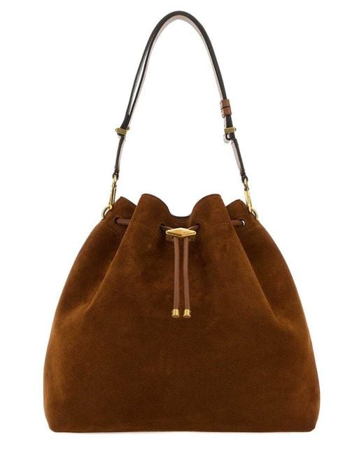 Jimmy Choo Brown Bonbon Medium Suede Bucket Bag
