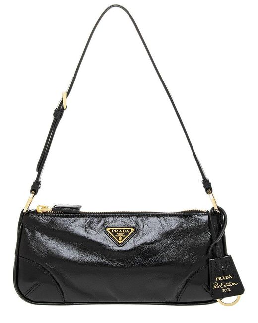 Prada Black Re-edition 2002 Small Leather Shoulder Bag
