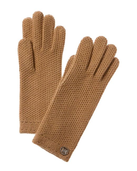 Bruno Magli Brown Honeycomb Stitch Cashmere Gloves
