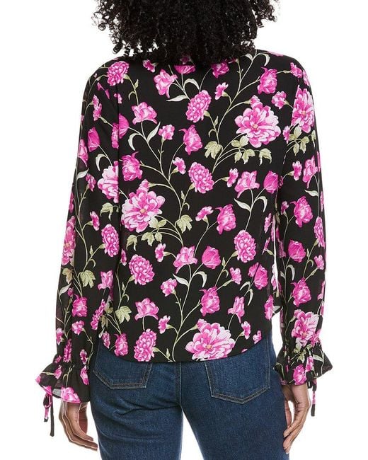 Cece Red V-Neck Button Down Top