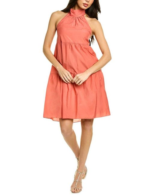 Theory Red Halter A Line Dress