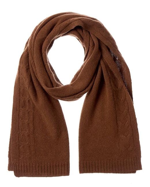 Bruno Magli Brown Cable Border Cashmere Scarf