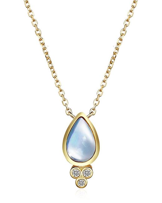 Kai Fine Jewelry Metallic 14K 0.84 Ct. Tw. Diamond & Moonstone Necklace