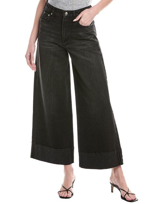 Rag & Bone Black Sophie High-Rise Ankle Blair Wide-Leg Jean