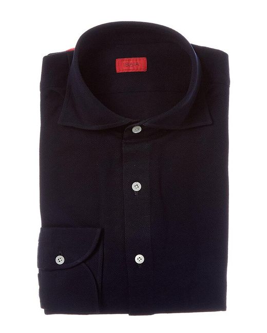 Isaia Blue Jersey Sport Shirt for men