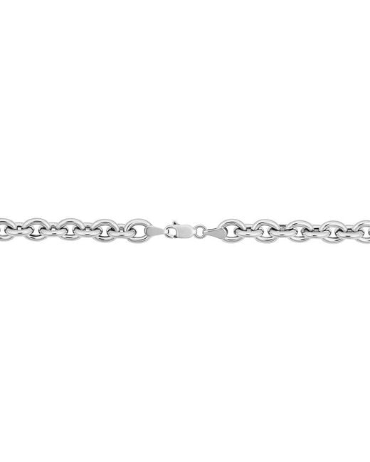 Italian Gold Metallic 14k Italian White Gold Rolo Link Chain Bracelet