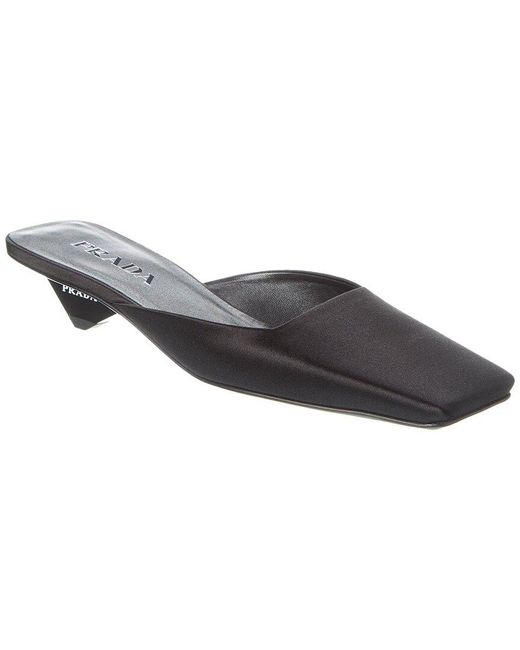 Prada Gray Satin Mule