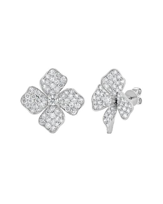 Sabrina Designs White 14k 2.80 Ct. Tw. Diamond Flower Earrings