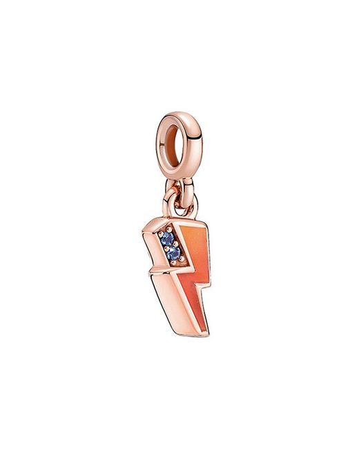 Pandora White Me 14k Rose Gold Plated Crystal Lightning Mini Dangle Charm