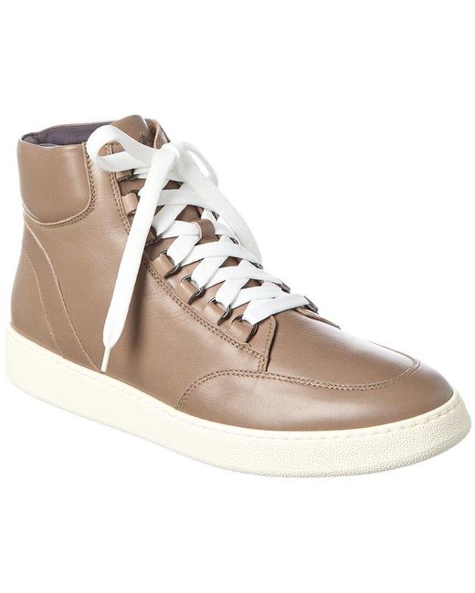 Aquatalia Pete Weatherproof Leather High-Top Sneaker in Natural