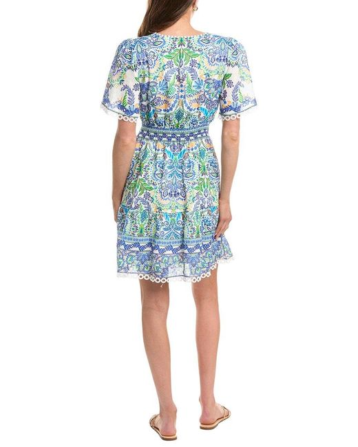 Hale Bob Blue Katelyn Linen Mini Dress