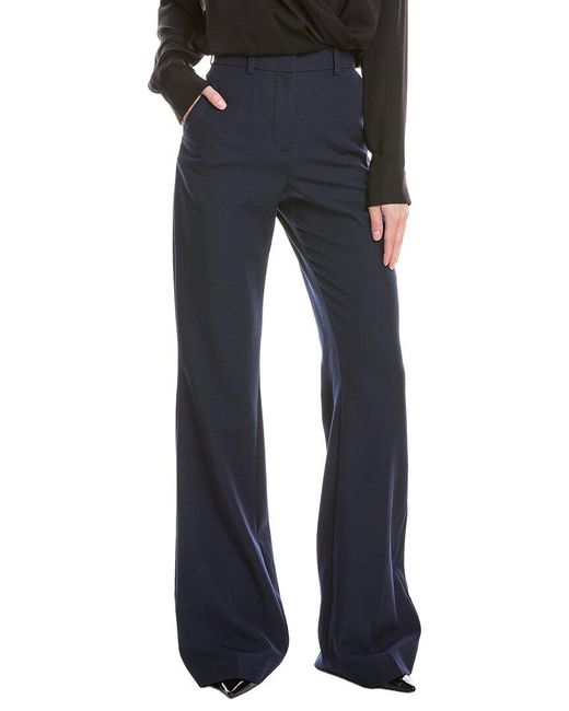 Balmain Blue High Waist Flare Wool Pant