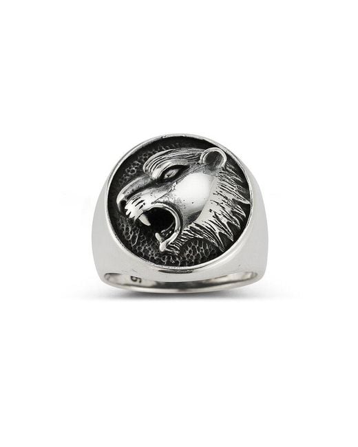 YIELD OF MEN Black Yield Of Silver Tiger Ring for men