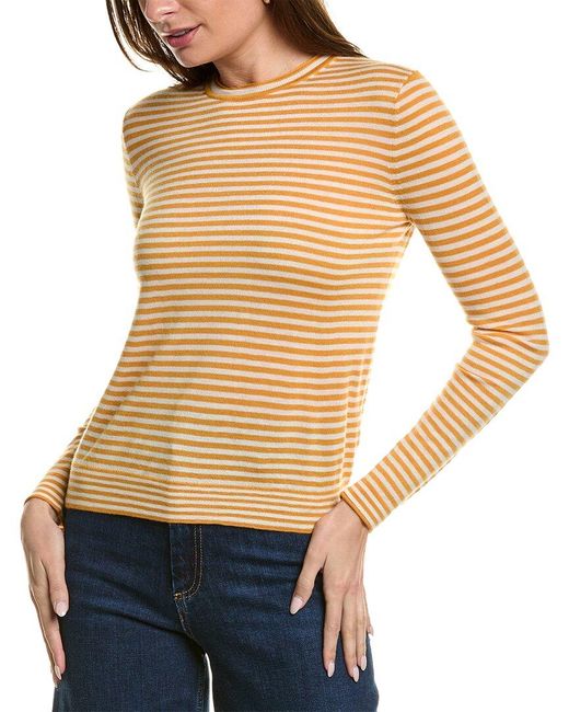 Lafayette 148 New York Yellow Striped Cashmere Sweater