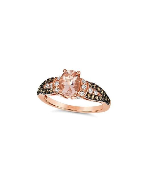 Le Vian White 14K Rose 1.33 Ct. Tw. Diamond & Morganite Cocktail Ring