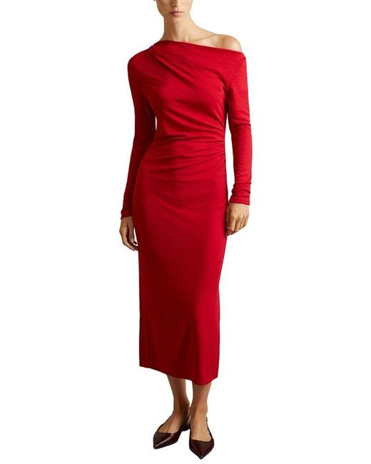 Reiss Red Becky Fitted Jersey Midi Dress