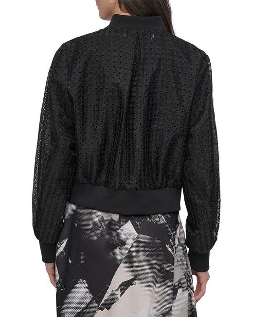 DKNY Black Circle Eyelet Organza Jacket