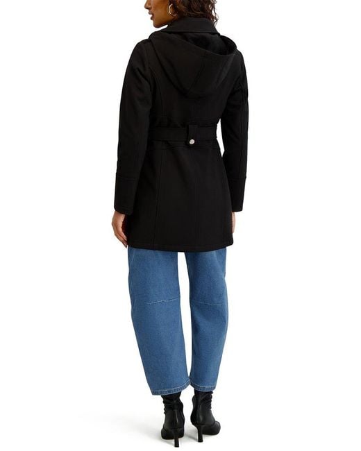Kensie Black Double Breasted Softshell Jacket