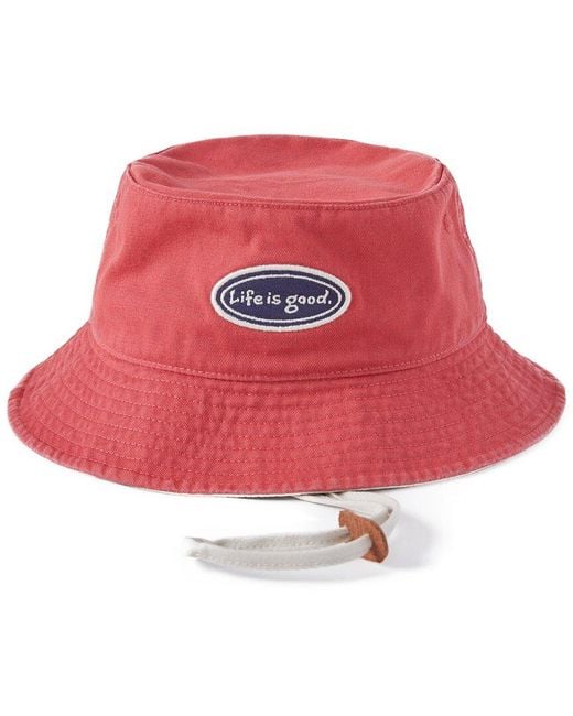 Life Is Good. Red Bucket Hat for men