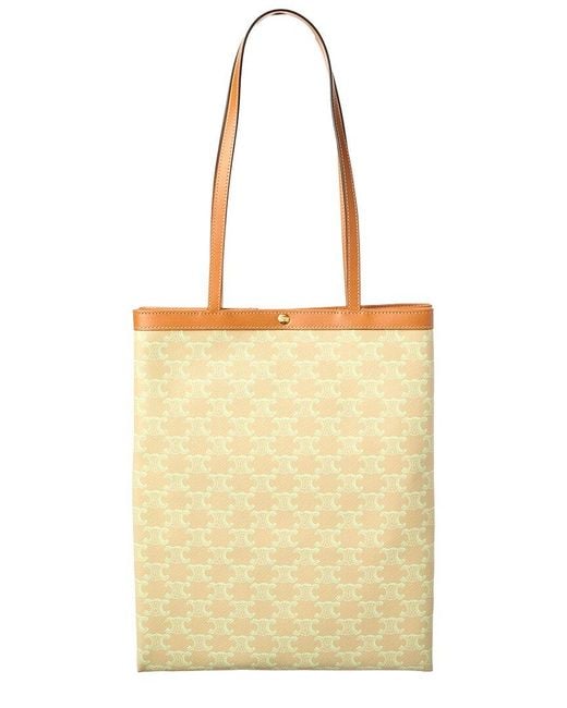 Céline Yellow Triomphe Medium Canvas & Leather Tote