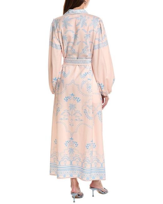 AMINA GLAM Blue Linen-Blend Maxi Dress