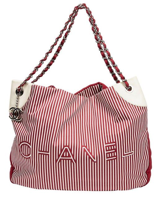 Chanel Pink Limited Edition Quilted Nylon Large Logo Chain Tote (Authentic Pre- Owned)