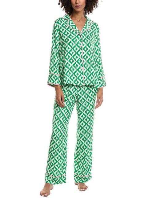 Kate Spade Green 2Pc Top & Pant Pajama Set