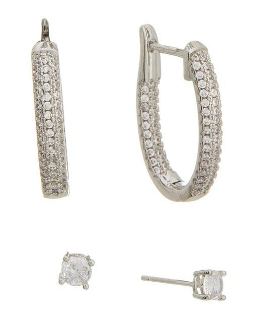 Rebecca Minkoff White 14K Plated Cz Earring Set