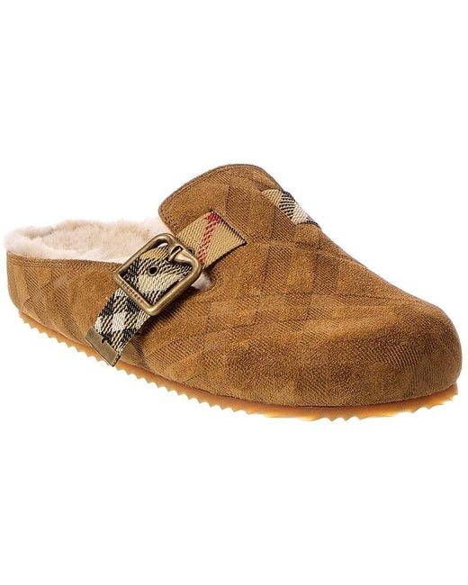 Burberry Brown Check Urchin Suede Mule