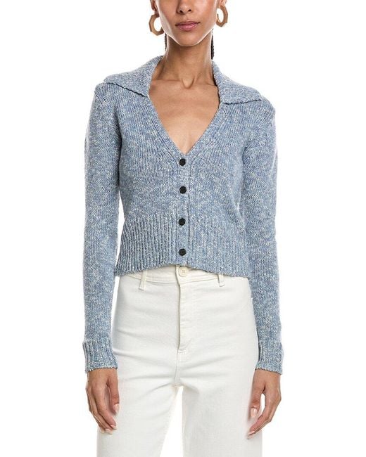 ATM Blue Collared Wool-Blend Cardigan