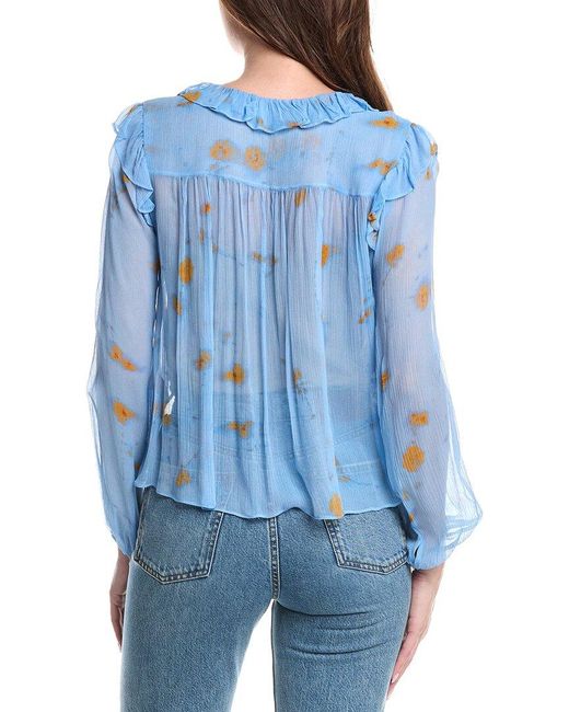 Jason Wu Blue Ruffle Silk Blouse