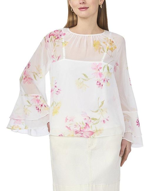 Vince Camuto White Ruffle Sleeve Blouse