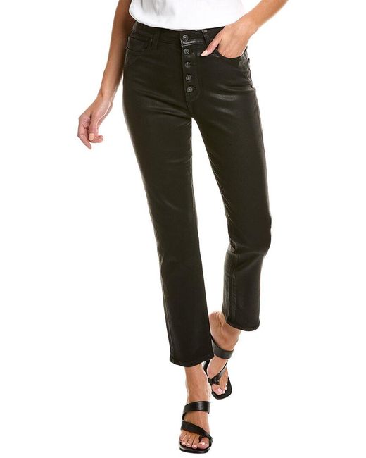 PAIGE Black Accent Fog Luxe Coating Ultra High Rise Straight Leg Jean