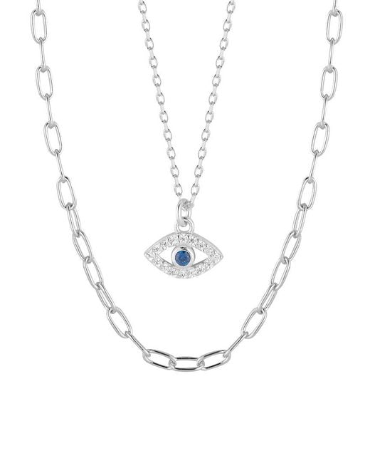 Glaze Jewelry White Silver Cz Evil Eye Pendant Necklace