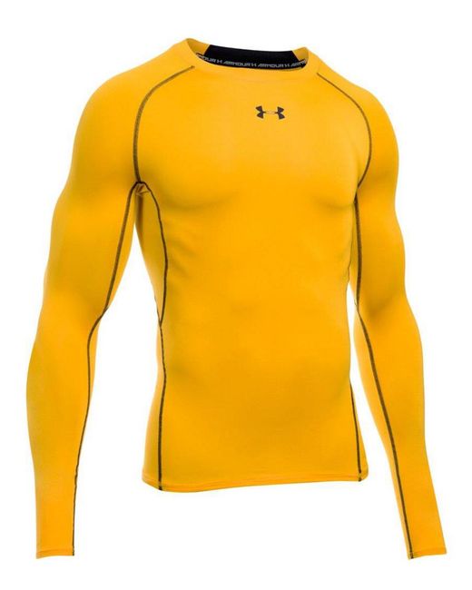 Under Armour Yellow Men's Heatgear® Armour Long Sleeve Compression Shirt for men