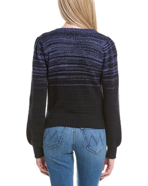 Autumn Cashmere Blue Cotton By Gradient Puff Sleeve Cardigan