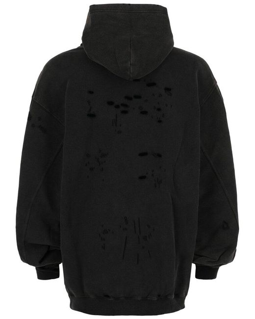 Balenciaga Black Destroyed Bilayer Hoodie for men