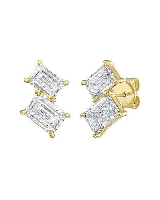 Diana M Metallic 14K 12.00 Ct. Tw. Lab-Grown Diamond Two-Stone Earrings