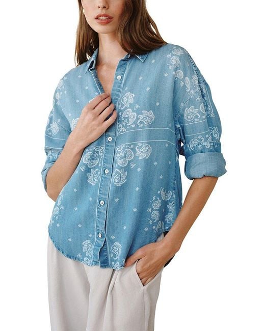Bella Dahl Blue Boyfriend Button Down Shirt