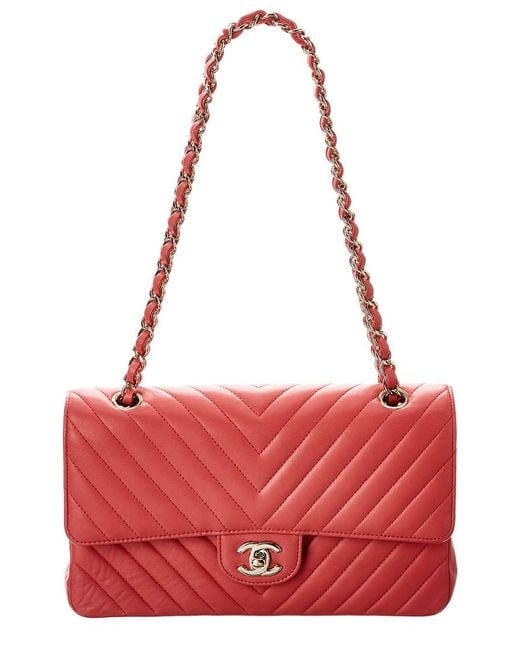 used Pre-owned Chanel Chain Shoulder Bag 25 Red Matrasse A01112 W Flap Leather Lambskin 15s Chanel Coco Mark Turn Lock Quilted Double Handbag (Good)
