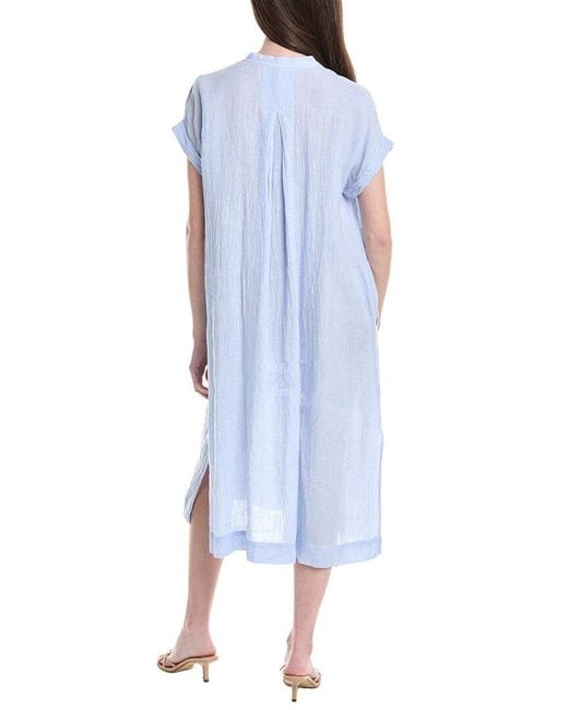 Eileen Fisher Blue Mandarin Collar Dress