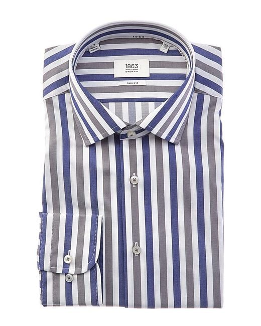 Eterna Blue Twill Slim Fit Kent Shirt for men