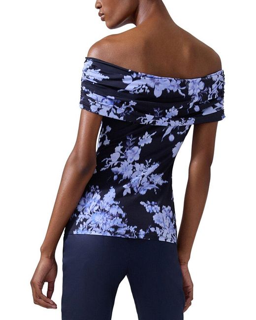 Carolina Herrera Blue Off Shoulder Gathered Top