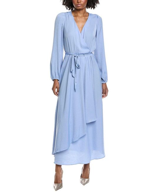 Vince Camuto Blue Wrap Front Maxi Dress