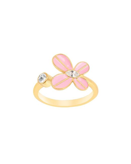 Gabi Rielle Pink 14k Over Silver Cz Butterfly Ring