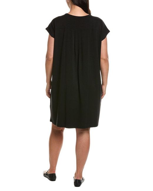 Eileen Fisher Black Crew Neck Boxy Shirtdress