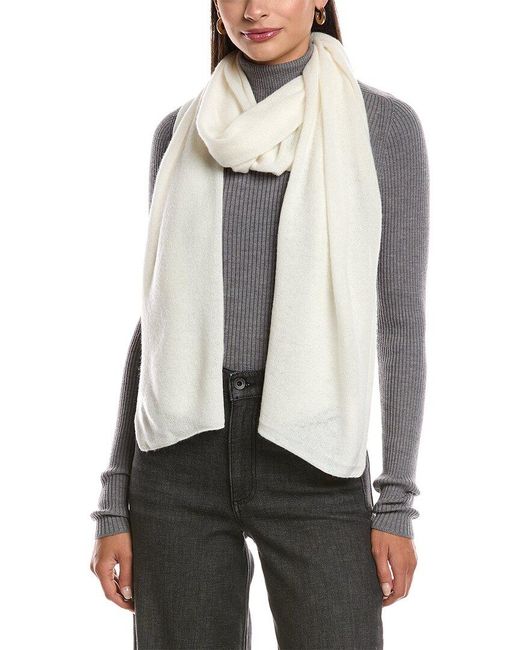 Phenix White Featherweight Solid Cashmere Scarf